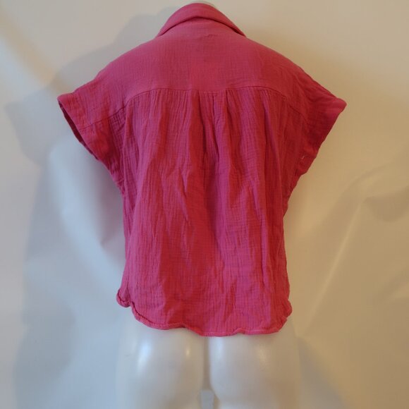 NWT Womens Romi Basha Rose Pink "Michelle" Leopard Paisley Button Down Shirt XS - Picture 7 of 8